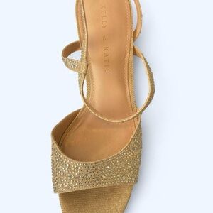 Kelly & Katie Sparkling Gold and Tan Heels 9
